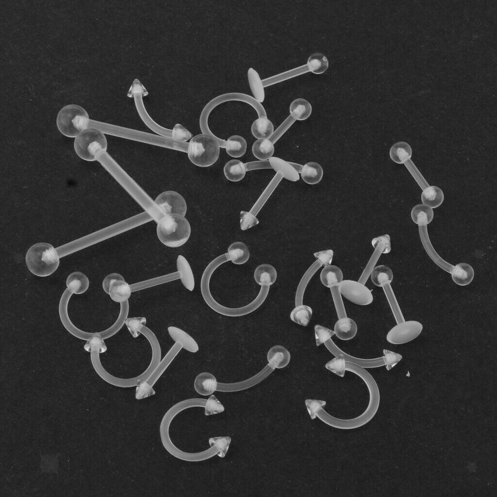 24pcs Eyebrow Navel Belly Lip Tongue Nose Body Piercing Jewelry Bar