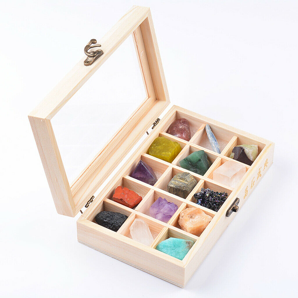 Set of 15 Drum Stones Crystal Stones Quartz Crystals Stone with Wooden Box for
