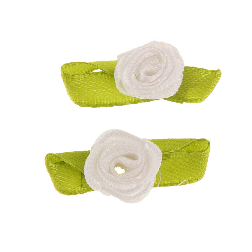 100x Ribbon Rose Head With Leaf Artificial
