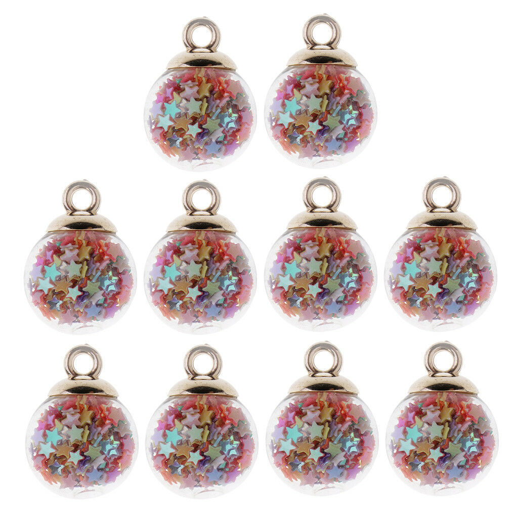 20xLucky Star Glass Wishing Ball Pendant Charms DIY Necklace Earring Jewelry