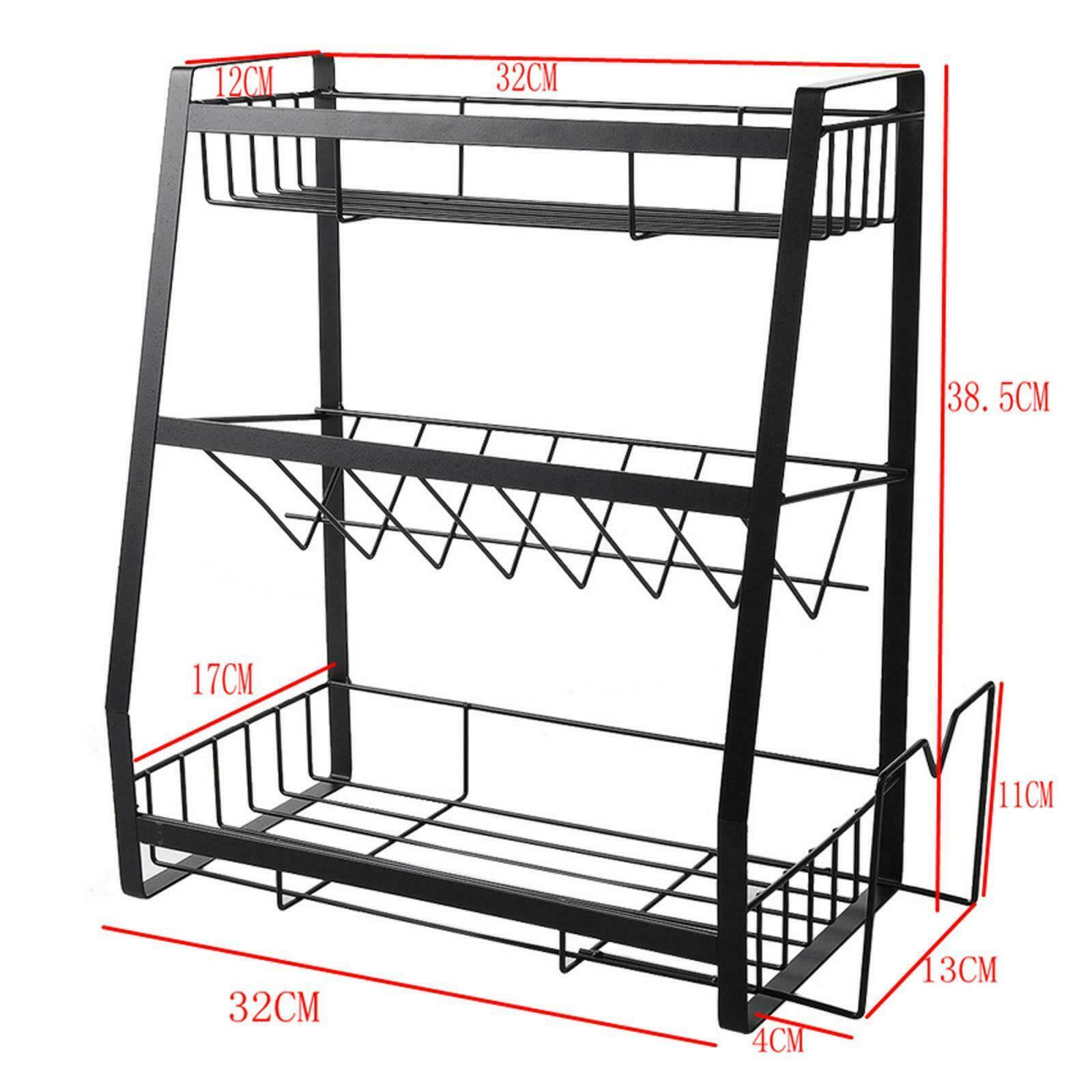 3 Tier Kitchen Spice Rack Storage Organizer Seasoning Bottle Stand Shelf Holder