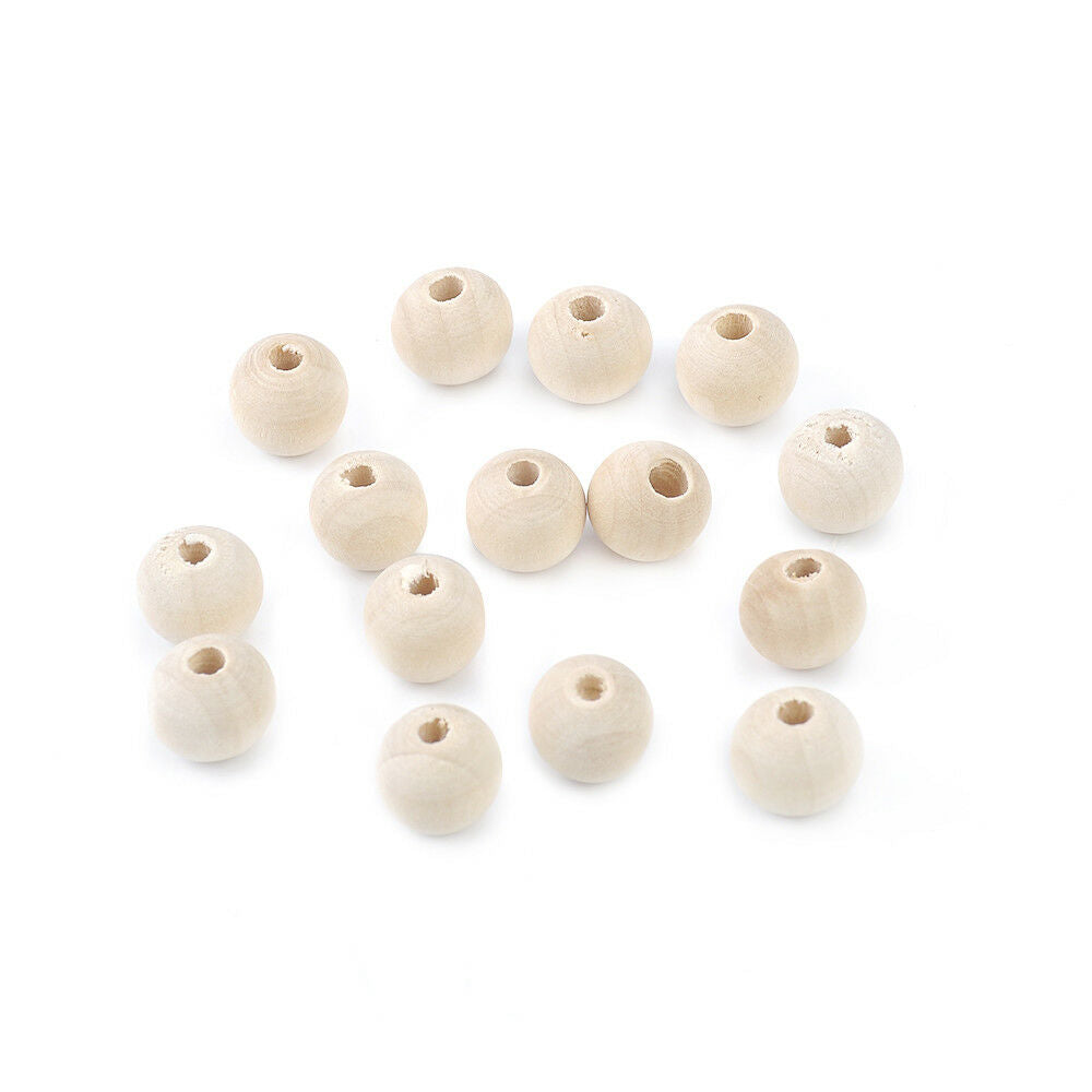 50pcs Unpainted Natural Unfinished Wood Beads Round Spacer Wooden Bead 14mm
