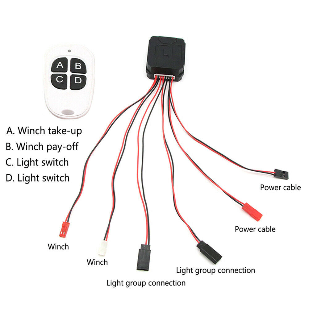 Electric Winch Remote Controller Light Group Switch For RC 1/10 TRX4 SCX10 D90