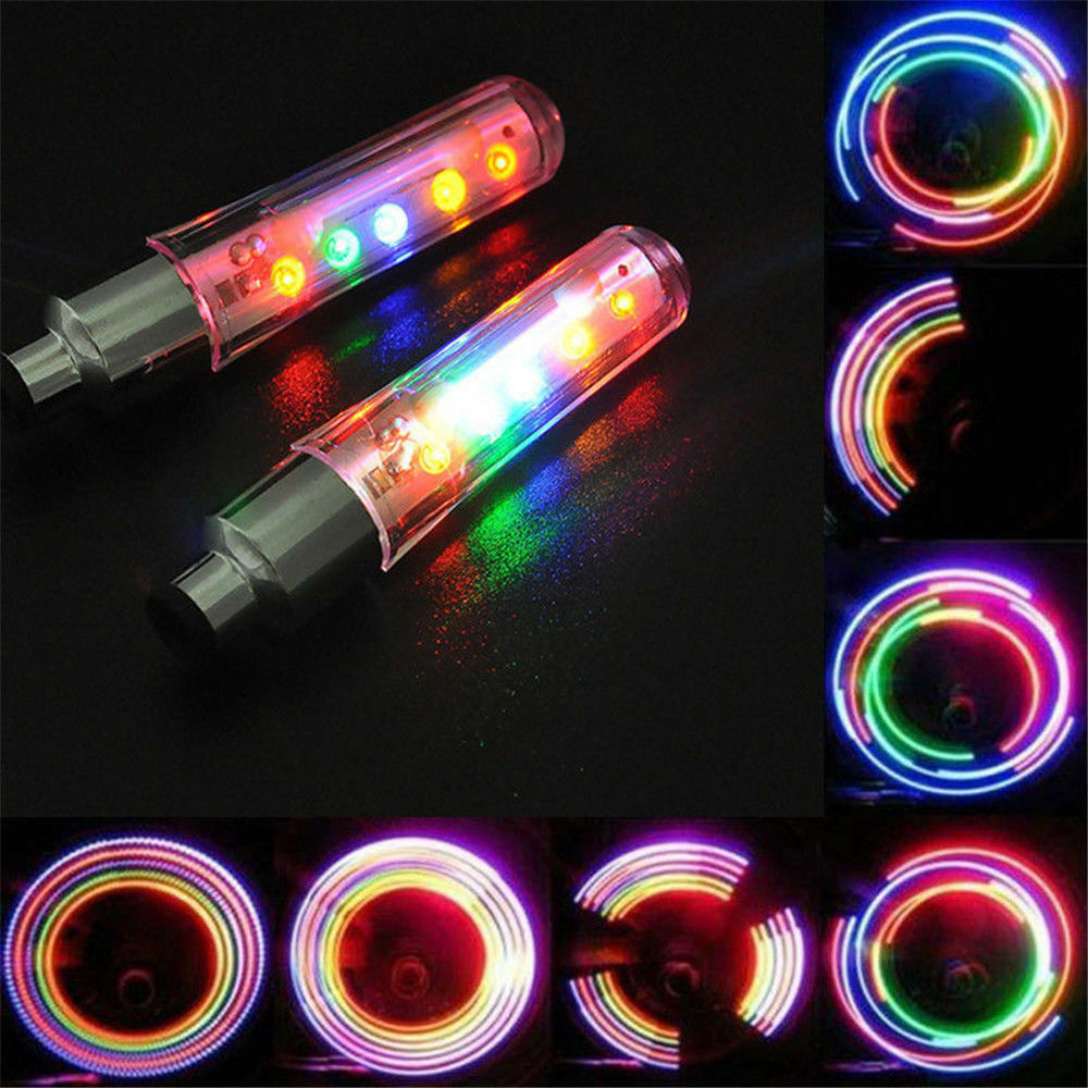 2x 5 LED Flash Light Bicycle Motorcycle Car Bike Tyre Tire Wheel Valve Lamp Tool