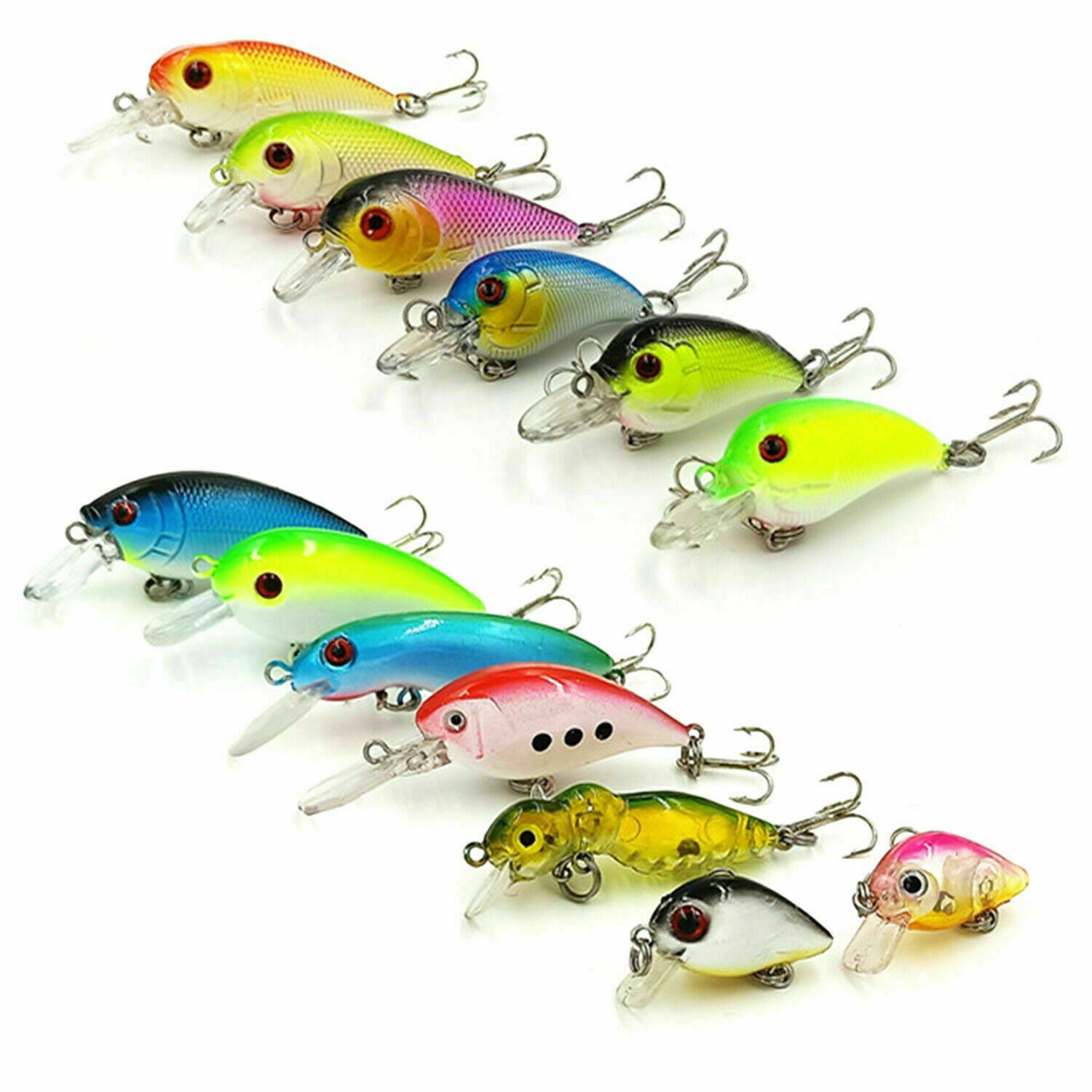 30PCS Kinds of Fishing Lures Crankbaits Hooks Minnow Baits Bass Tackle Crank Set