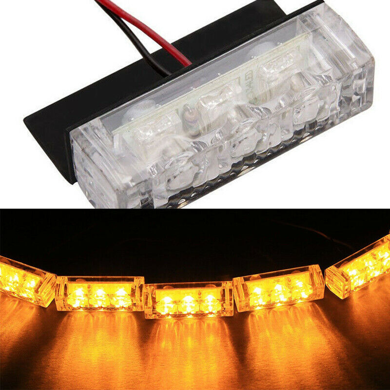 Car 18-LED Amber Strobe Emergency Flashing Warning Grill Light 12V Bright Set