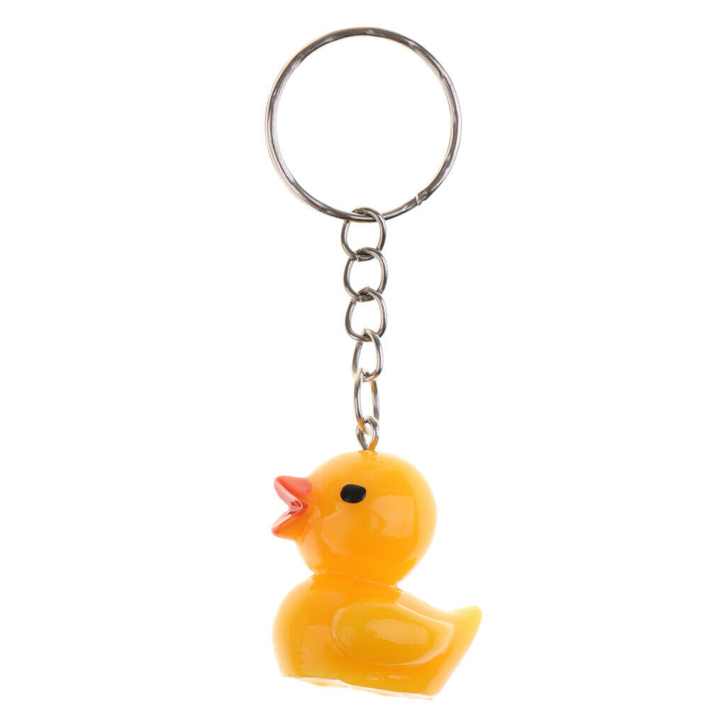 New 12 Pieces Plastic Little Yellow Duck Animal Figures Keyring Pendants