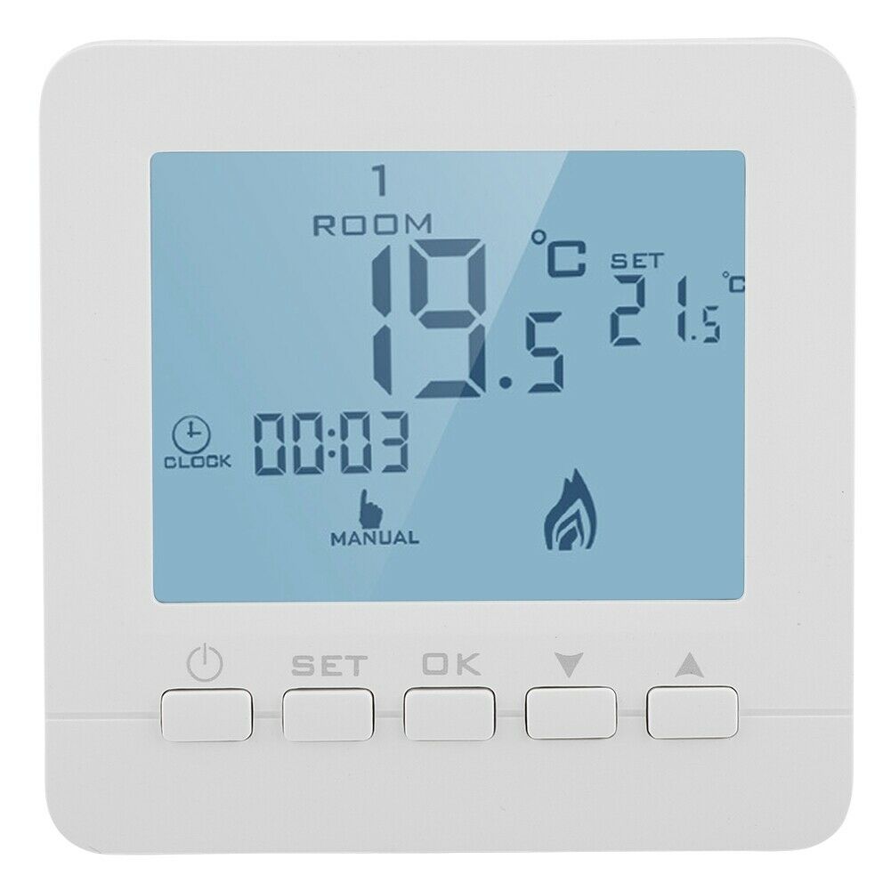 Digital LCD Heating Thermostat Dual Temperature Display Home Temp Controller 5A