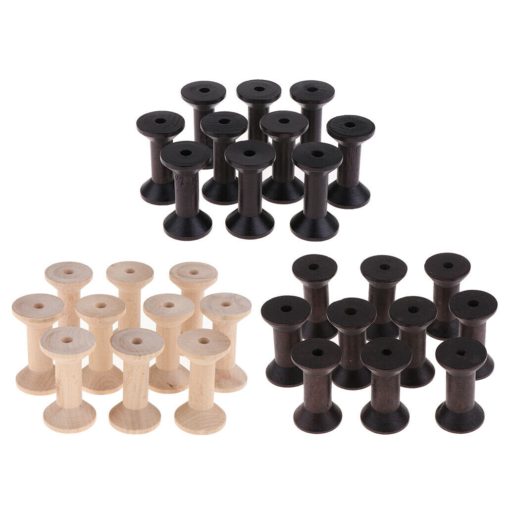 10 Pieces Empty Wooden Coil Bobbin Natural Wood, 3.5 X 6 Cm