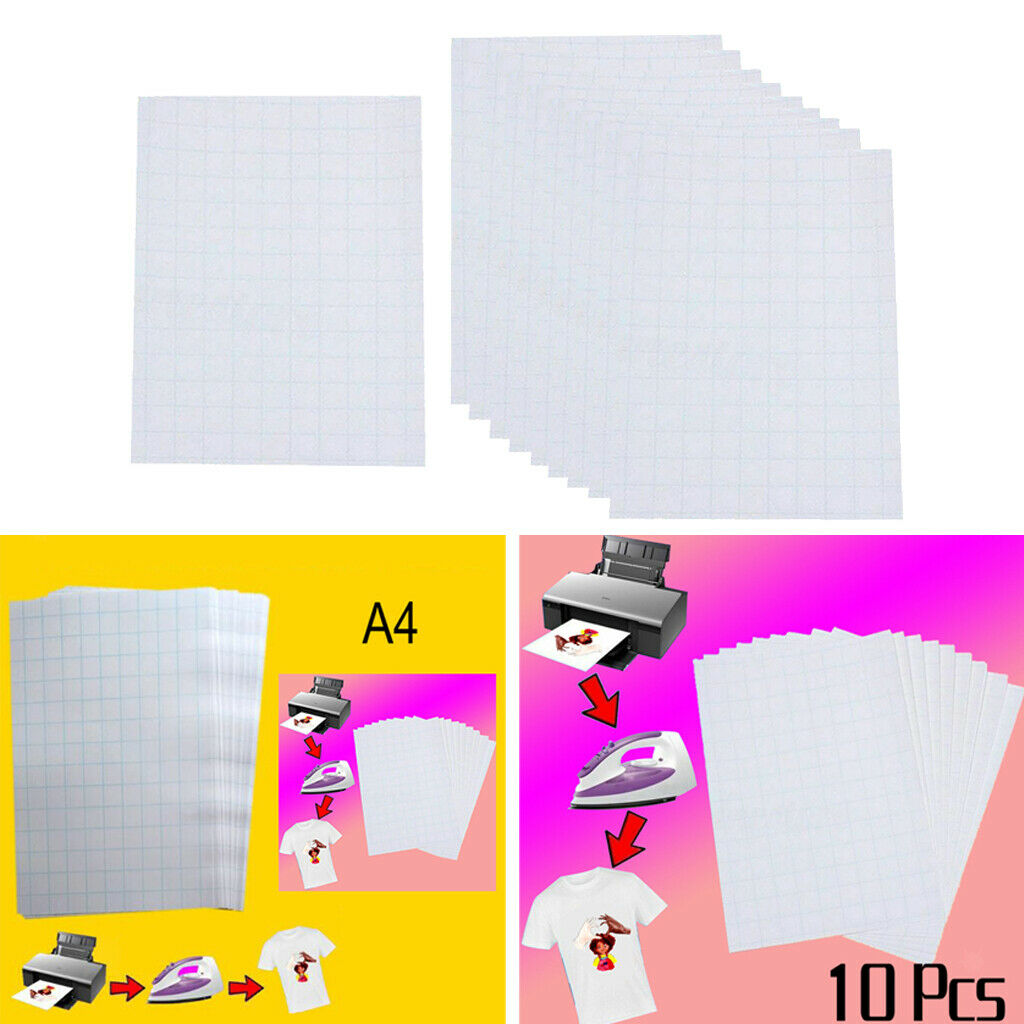 10x Printable Heat Transfer Paper Vinyl Film for Iron On T Shirts Decors
