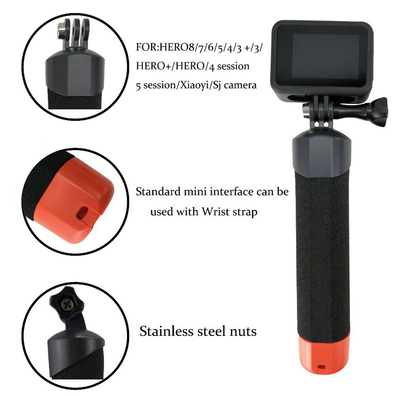 For Gopro MAX Gopro8/7/6/5/4/3 Action Camera Lightweight Floating Stick Part