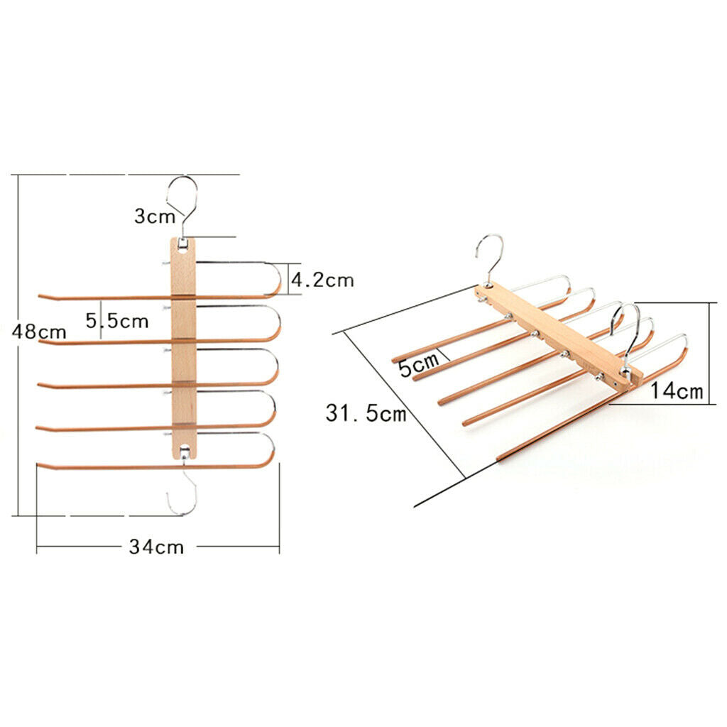 5 in 1 Pants Rack Space Saving Multi-Layer 2 Uses Wardrobe Organizer Racks