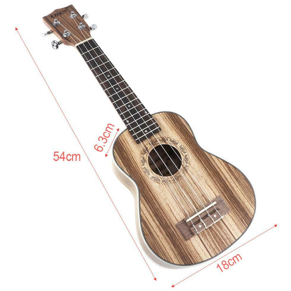 21'' Soprano Ukulele Zebra Wood 4 Strings Guitar Set Bag Tuner Strings Strap