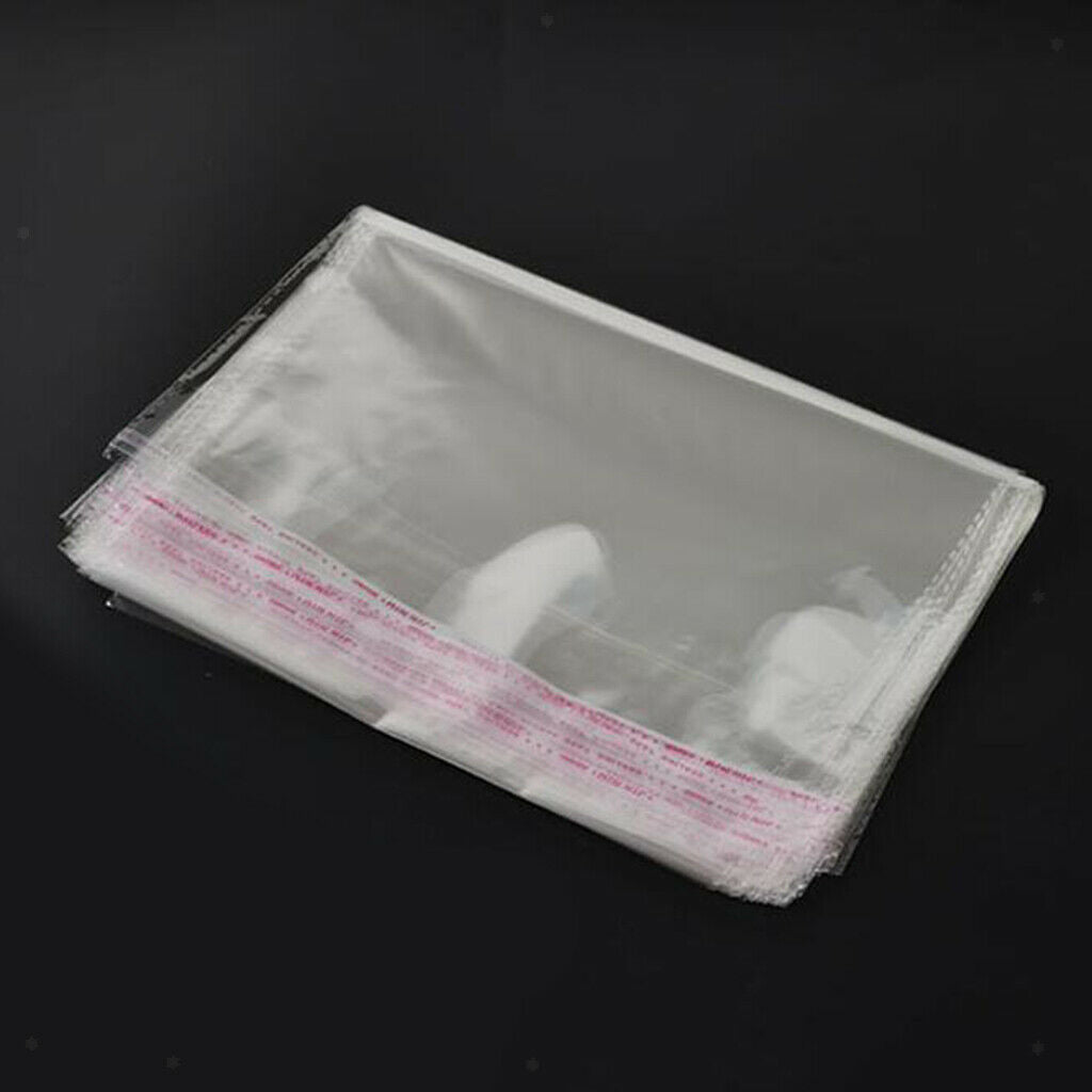 100 Pieces Large Clear Resealable Cello / Cellophane Bags For