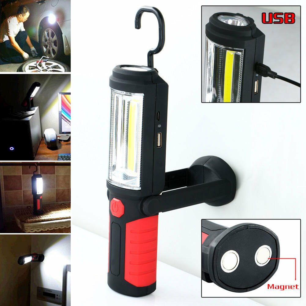 Magnetic Rechargeable 360Â° COB LED Work Light Hand Torch Portable Lamp W/Hook