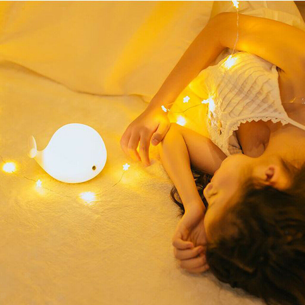 Cute Whale Touch Sensor Night Light Dimmable Children Nursery Bedside Lamp
