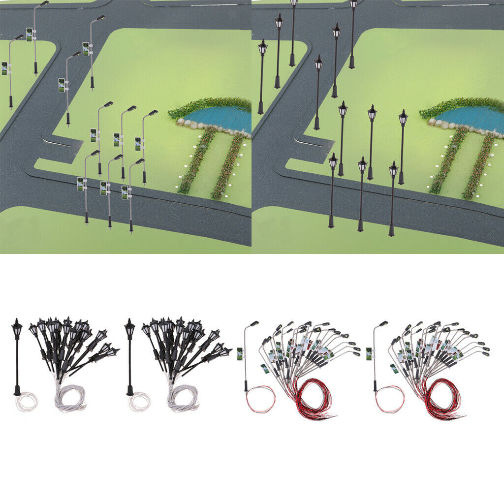 Set of 80 Mini Railway Train Park LED Light Street Lamposts HO Scale 1:100