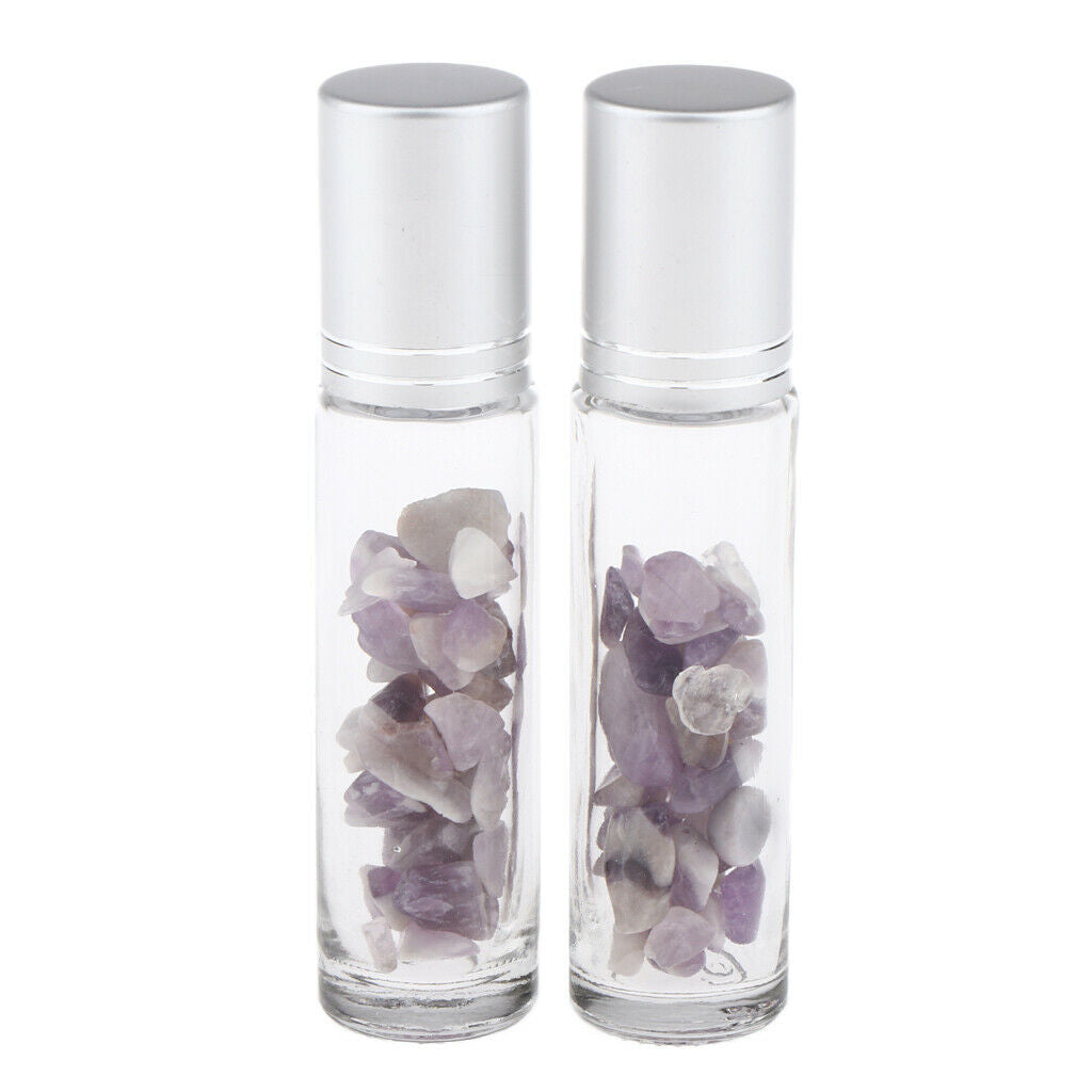 4 Pieces 10ml Empty Glass Oils Perfume Aromatherapy Roll-on Bottles Pink+Purple