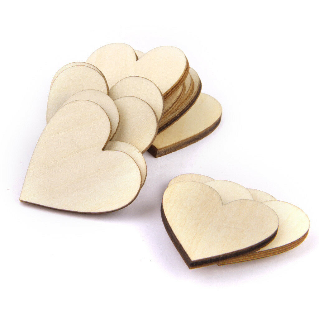 250 Pcs Plain Wooden Love Heart Shapes DIY Art Craft Cardmaking Decoration