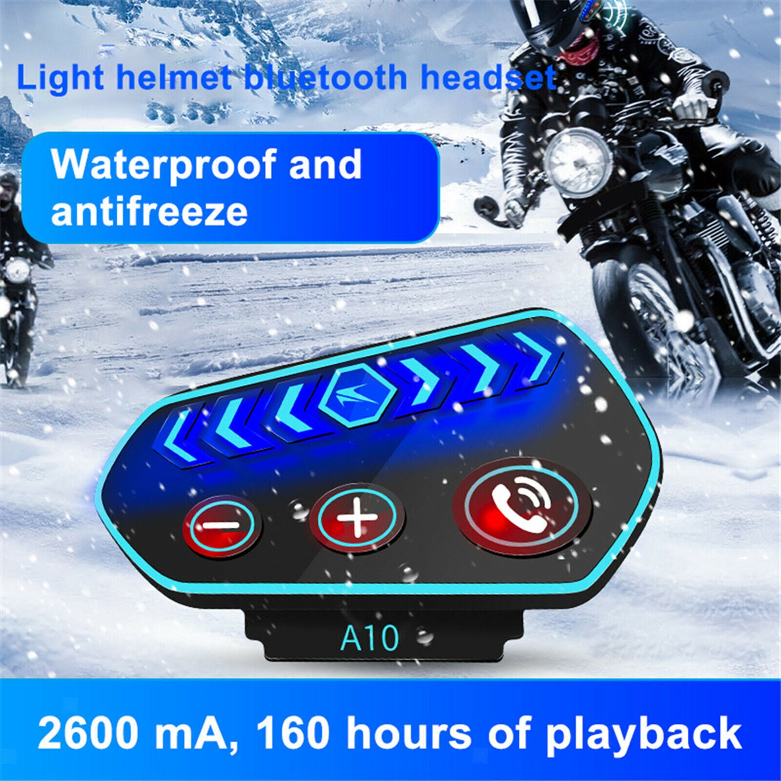 Motorcycle Helmet Headset IP67 Bluetooth 5.0 Headphone 2600mA Call Control