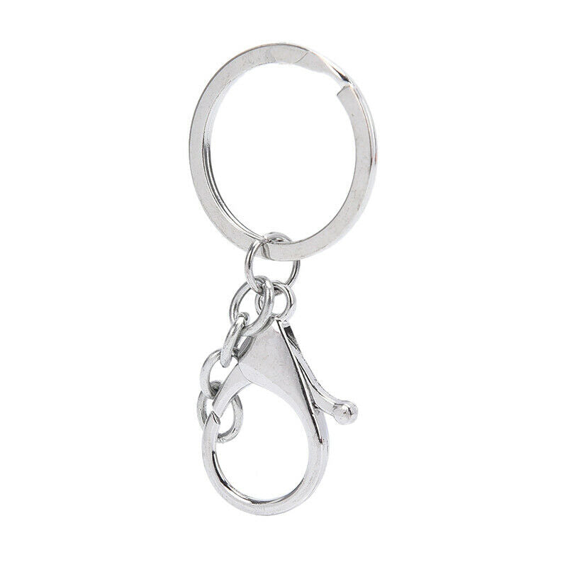 10X Big Lobster Clasp Hooks Keychain Split Ring Short Chain Key Ring DIY FDBD