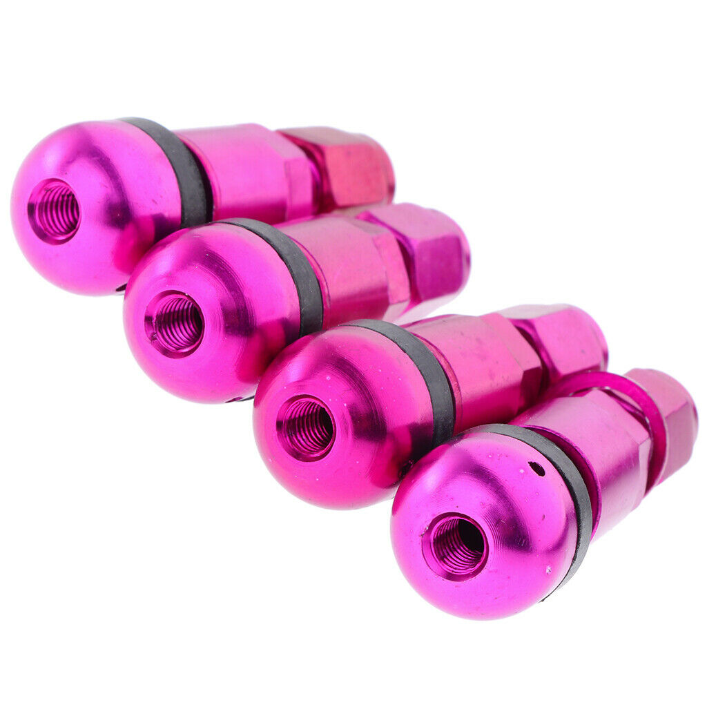 4 Pcs Car Tubeless Wheel Dust Caps Tire Valve Stems Purple + Black