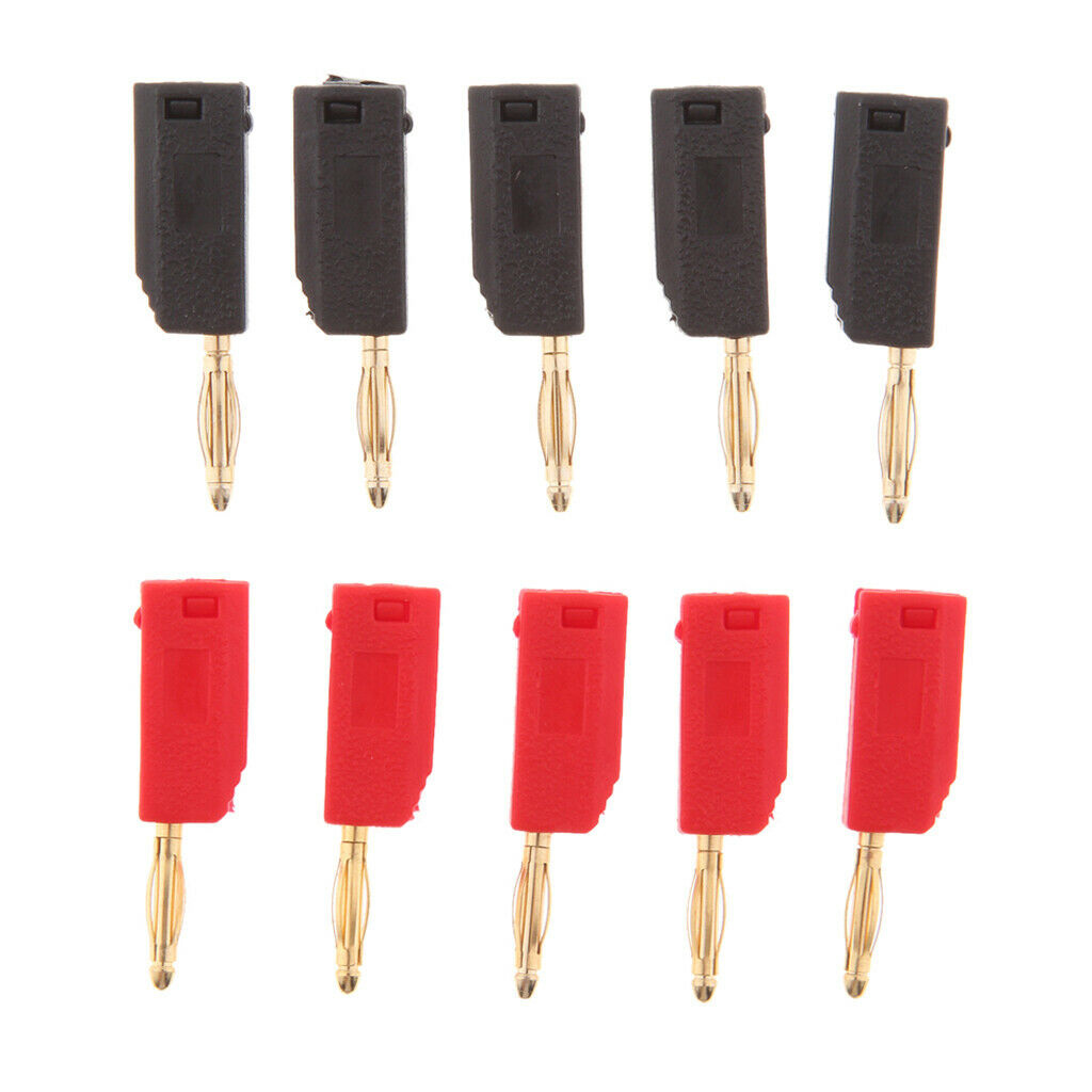 10 Pcs Safety 2mm Banana Plugs Male Stackable Connectors Fully Insulated Banana