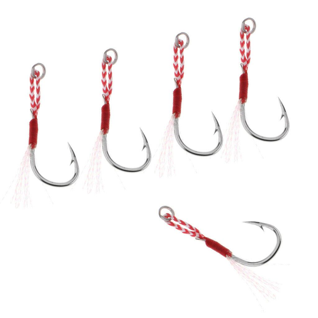 2X 5pcs Carbon Steel Assist Hooks Fishing Jig Hooks Live Baits Hooks 020