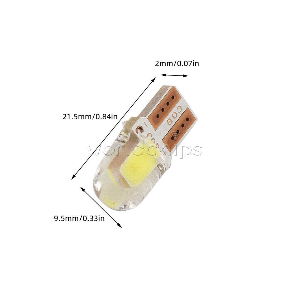 10x T10 COB Led Canbus W5W Led Dashboard Light Silicone Short Car LED Light 12V