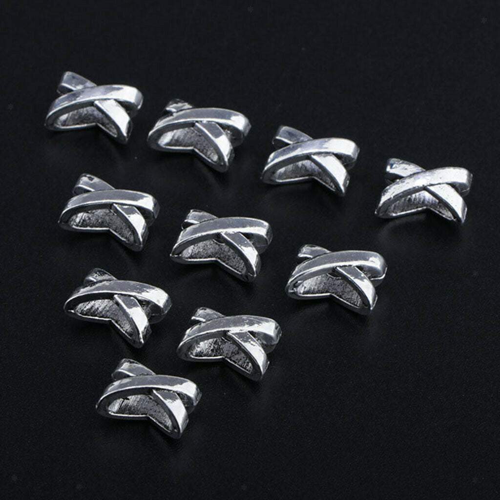 10Pcs Norse Vikings Beads X Shape Hair Beads Dreadlocks for Beards Hair Paracord