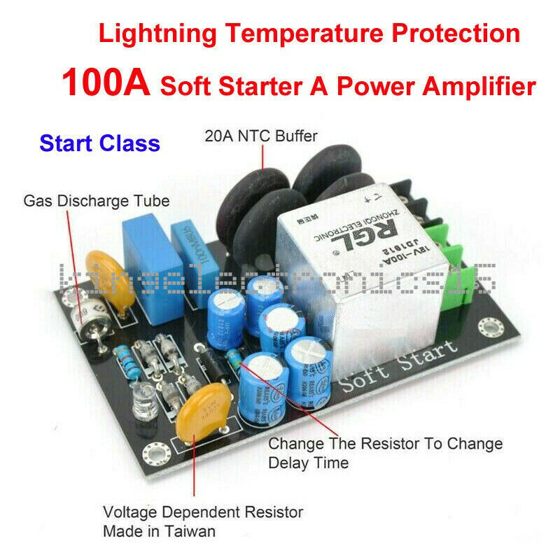100A 220V Class A Power Amplifier Soft Start Delay Temperature Protection Board