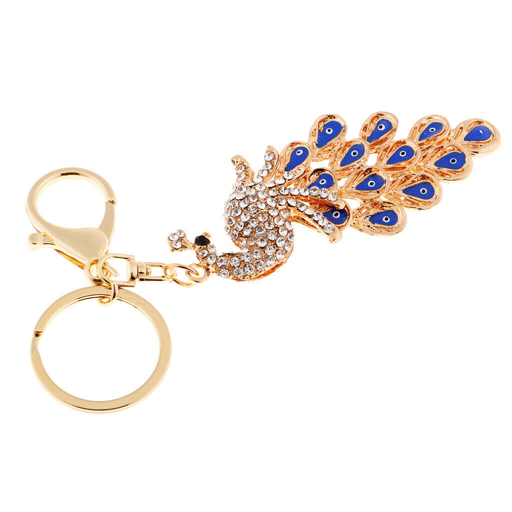 Fashion Rhinestone Elegant Peacock Keychain Peafowl Keyring Pendant
