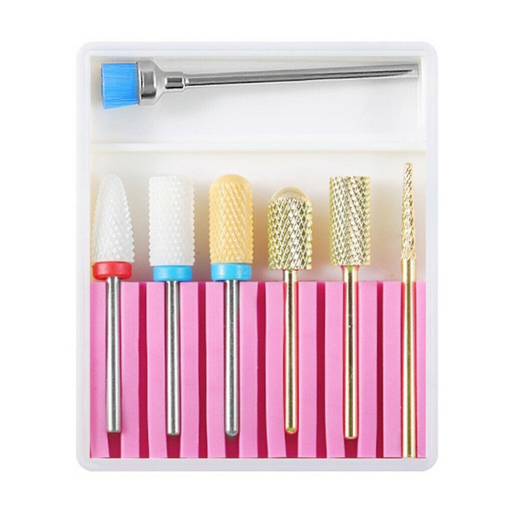 7x Tungsten Steel Nail Art Drill Bits Set Acrylic Nails Polishing Bit Kit 5