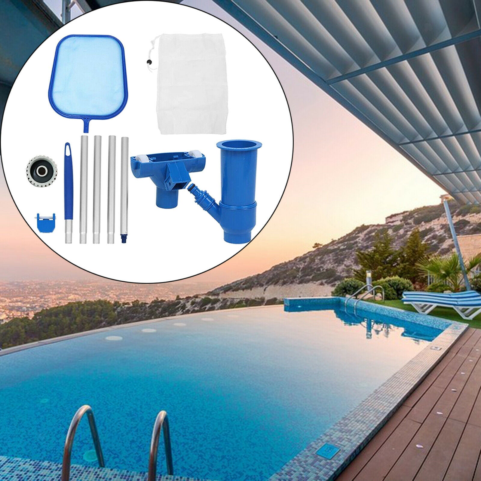 US Portable Swimming Pool Jet Vacuum Head Cleaning Tool Set Cleaner Net