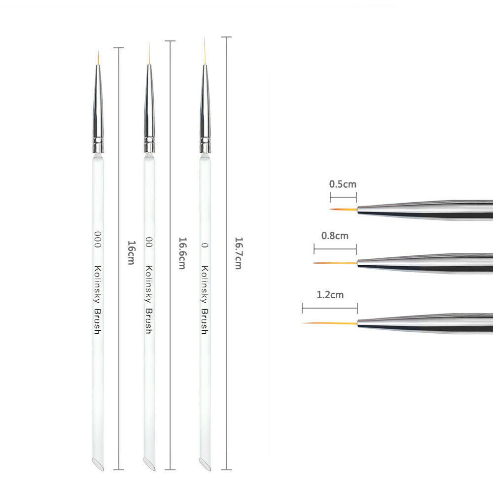 3PCS/Set Nail Art UV Gel Liner Drawing Brush Flower Painting Pen Manicure Tool