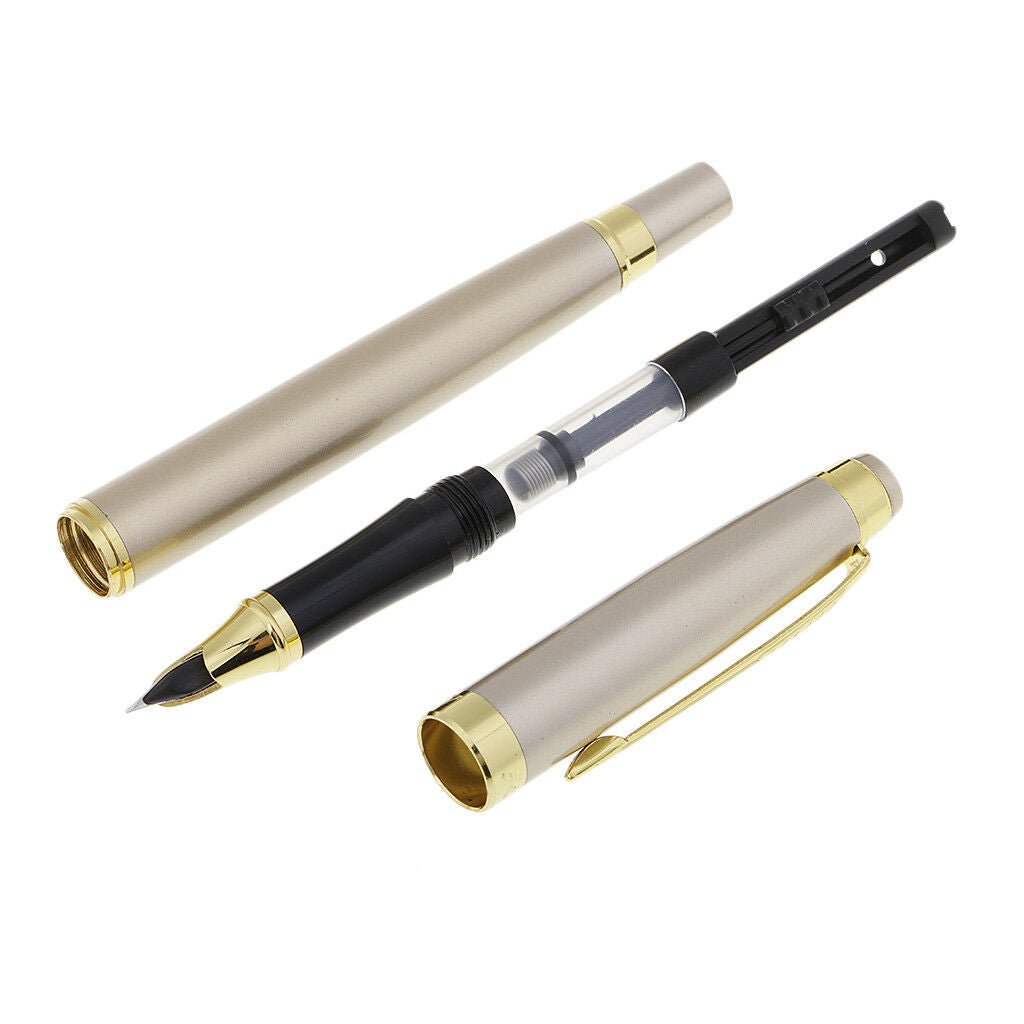 Metal Fountain Pen Golden Trim 0.38mm Stainless Steel Nib Business Gift Pen