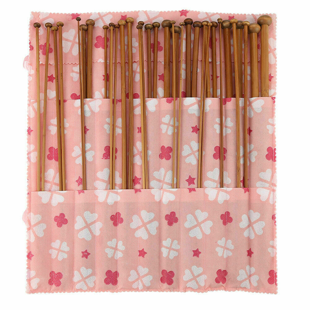 36Pcs Bamboo Carbonized Single Pointed Wood Knitting Needles  Crochet Set