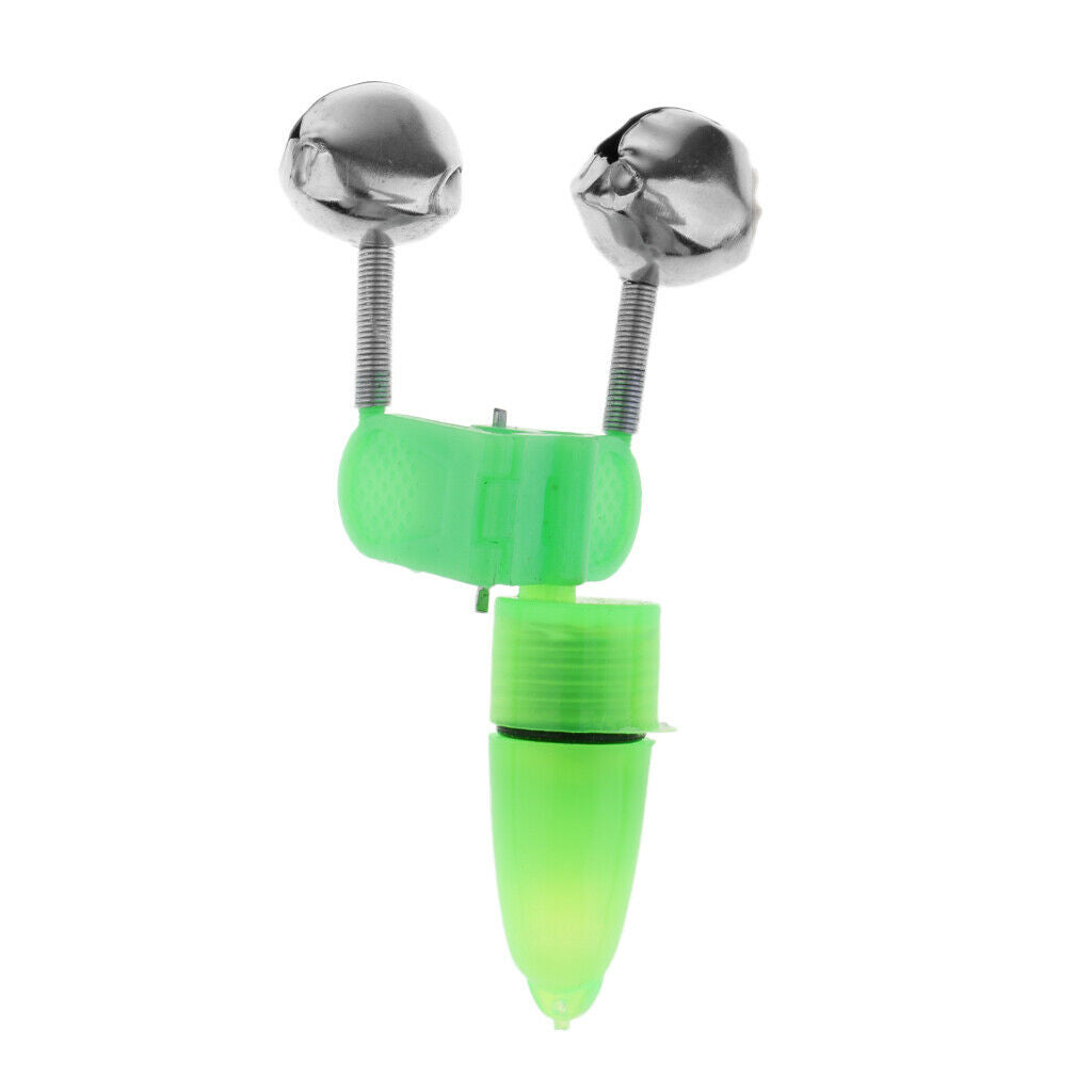 10x Night Fishing Rod Tip LED Light Clip Rod Twin Bells Bite Indicator Alarm-