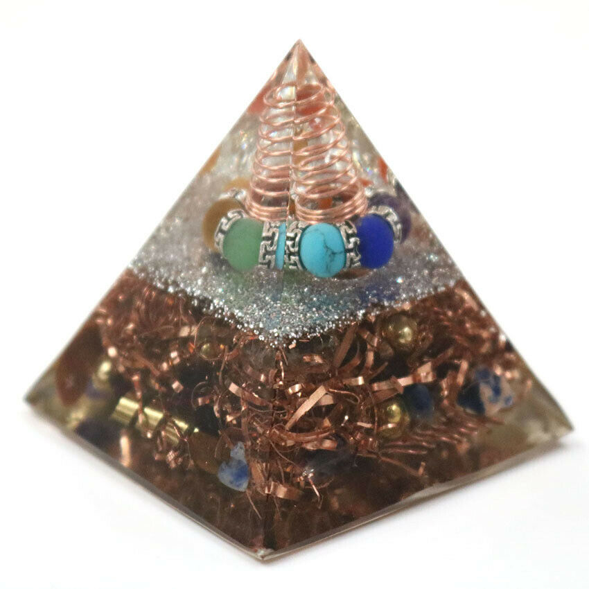 Orgone Crystal Epoxy Pyramid Reiki Healing Positive Energy Generator Ornament