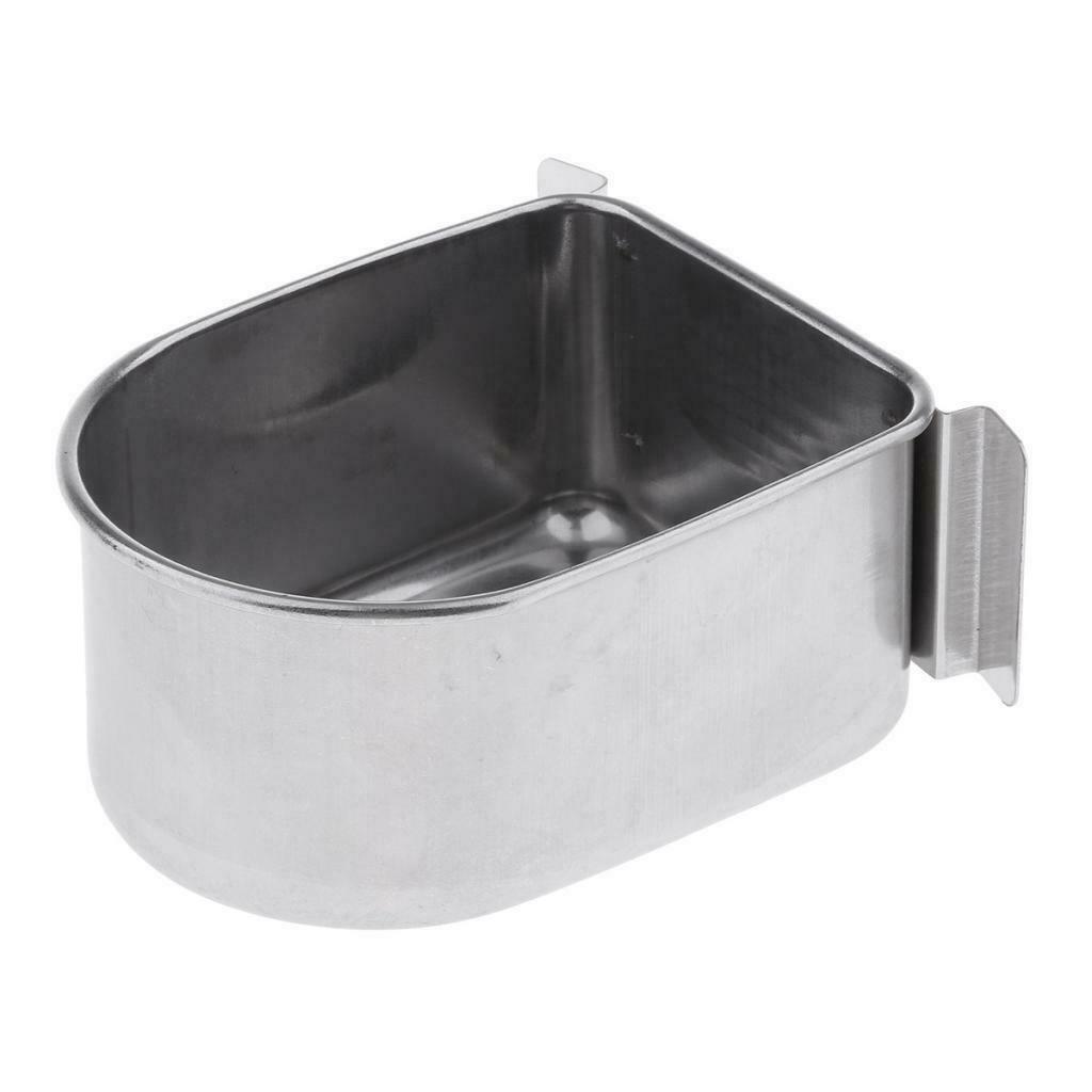 Stainless Birds Water   Bowl Cage Hanging Feeder For Medium Large Birds