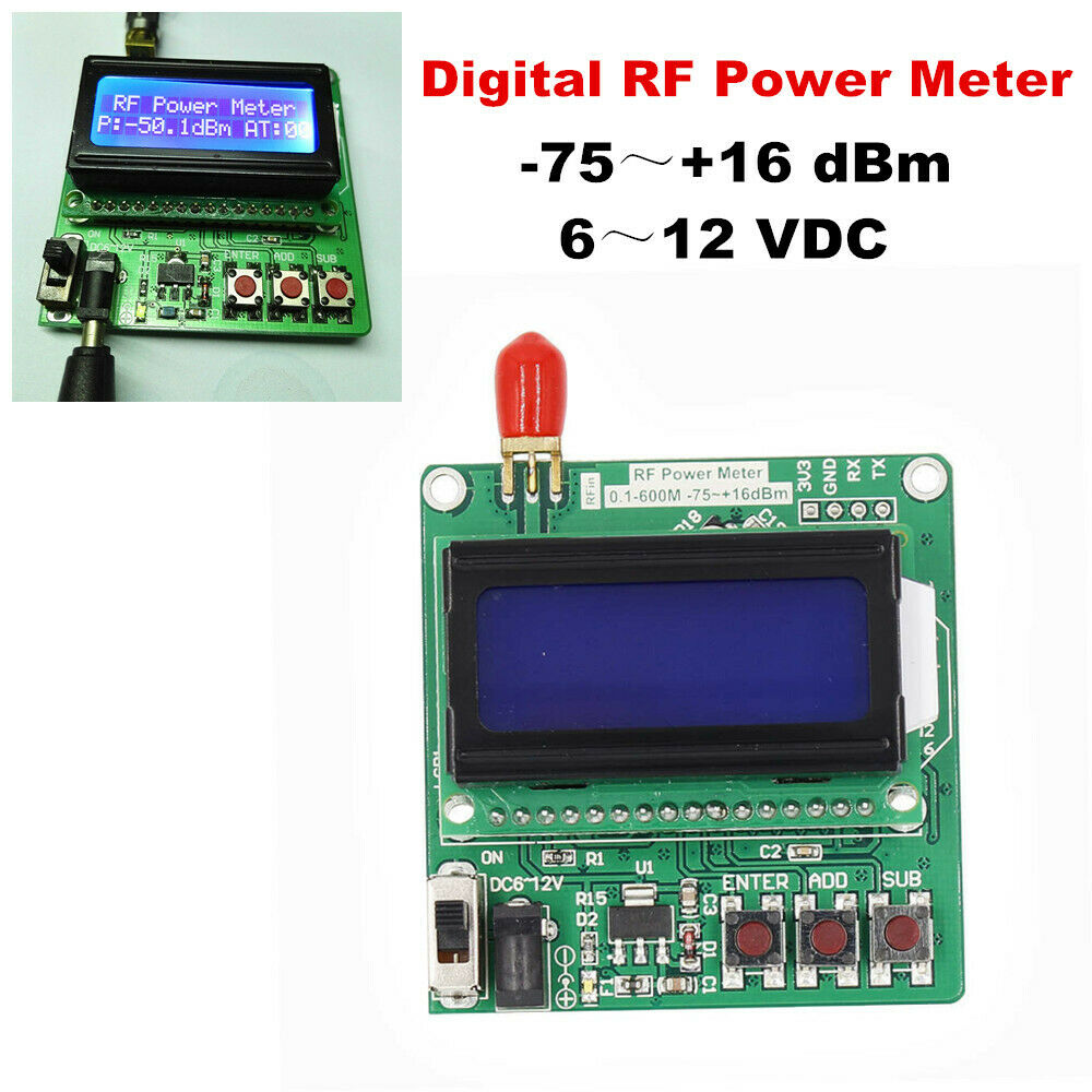 6ï½ž12 VDC Digital RF Power Meter -75 ï½ž +16dBm Ultra-small LCD Auto Backlight os12