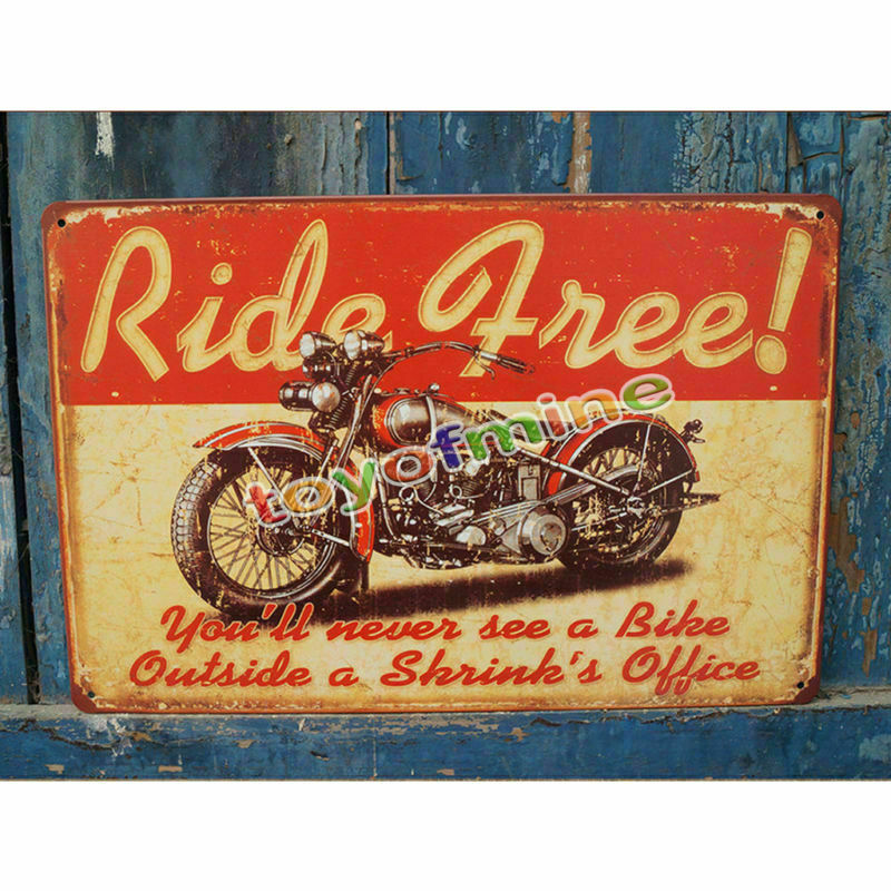 Motorcycle Bar Pub Wall Decor Metal Retro Plaque Art Poster Tin Home Sign Ride