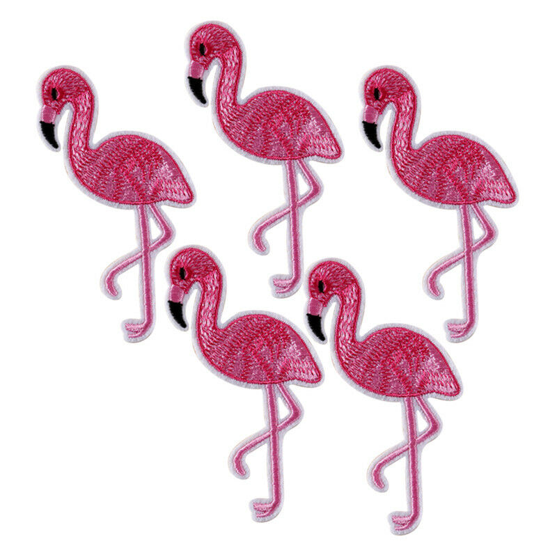 10X Flamingo Patch Embroidered Sew Iron On Bag Fabric Applique DIY Cr YUB Qx