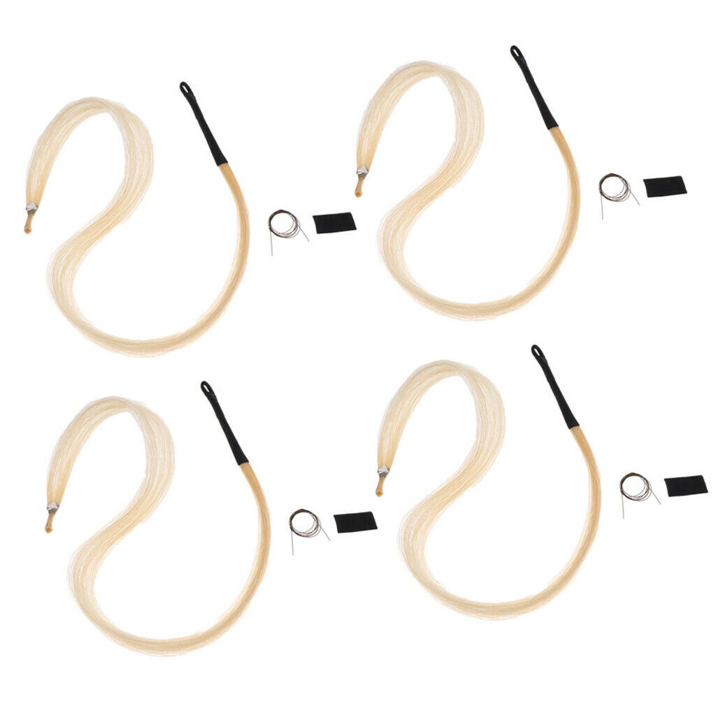 4pcs Horse Hair Mongolia Tail Violin Cello Erhu Bow Hairs for String Parts