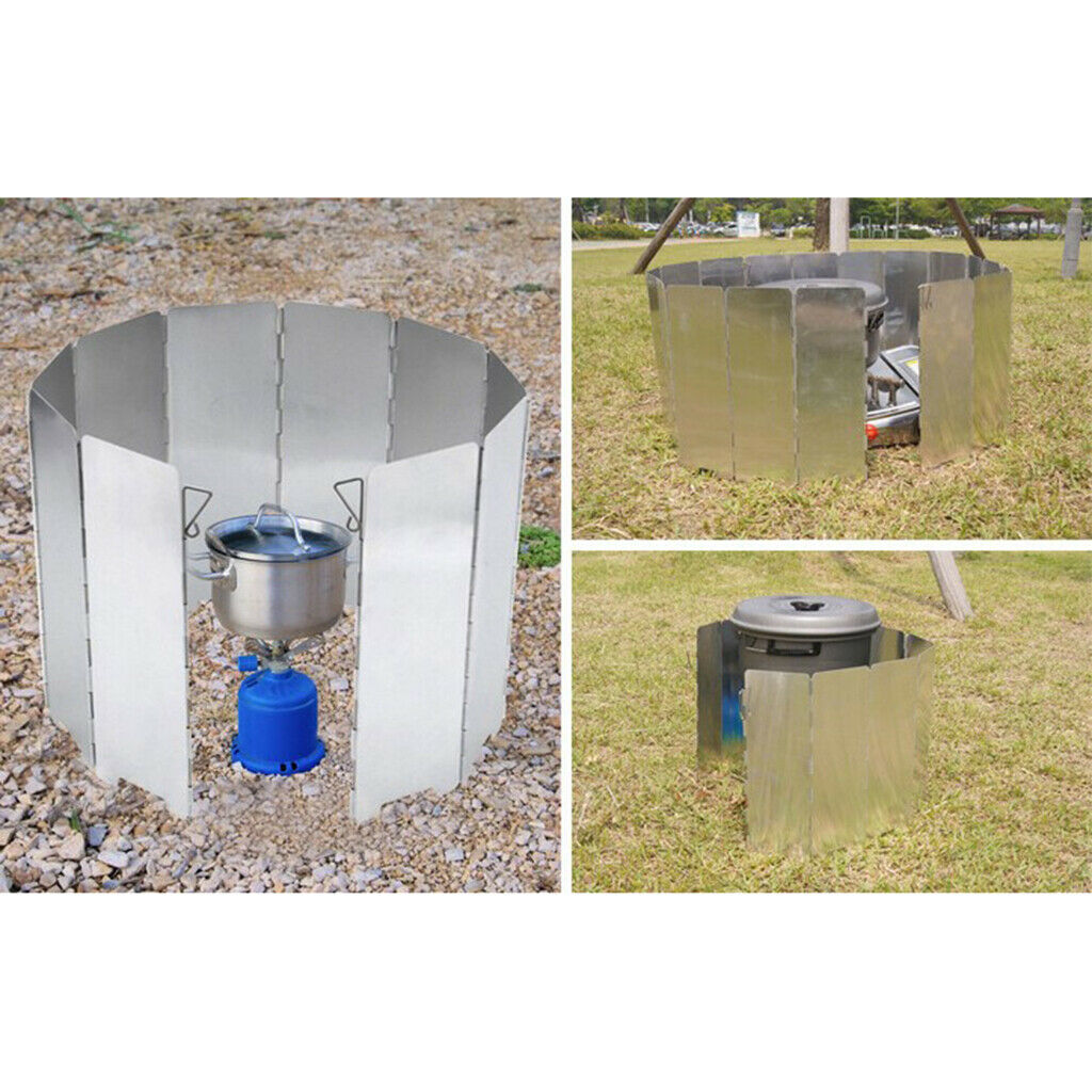 Folding Camping Stove Windshield 10 Dishes Kitchen Wind Screens Outdoor Accs