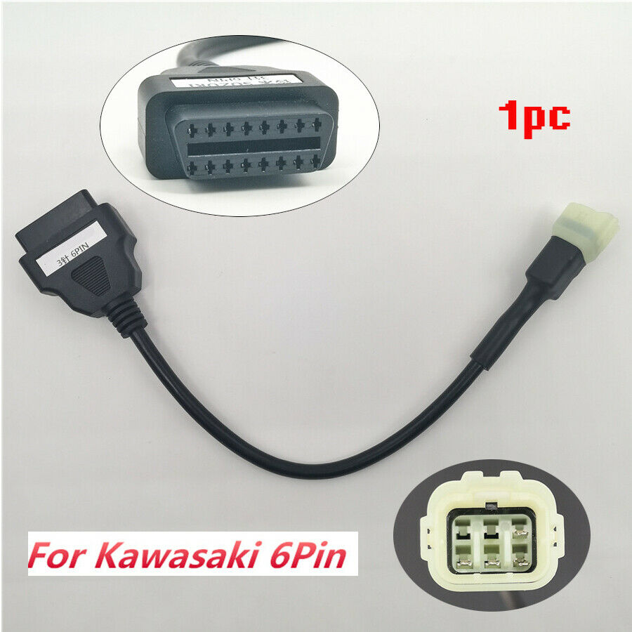 1PC Motorcycle OBDII OBD2 Diagnostic Cable Adapter 6 Pin 4needles For Kawasaki