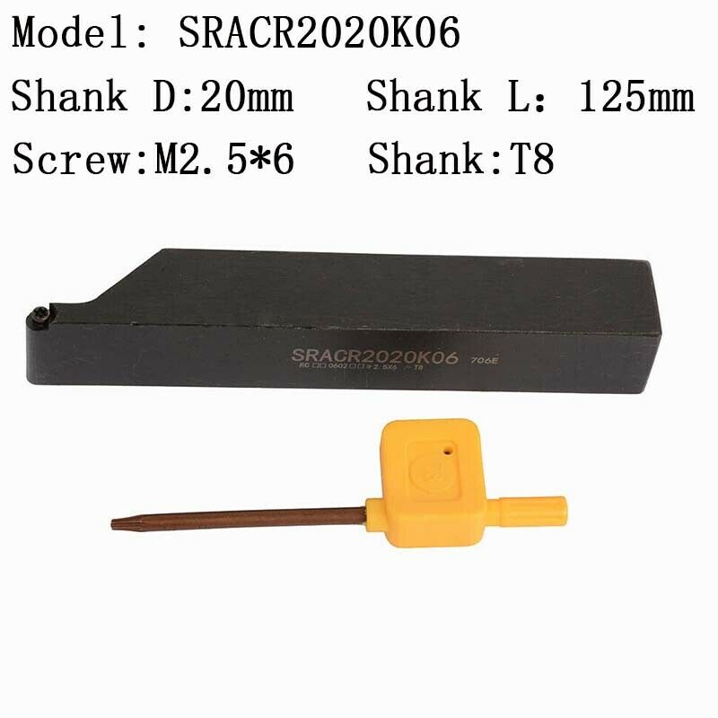 SRACR2020K06(20mmx125mm) External Turning Tool Holder for RCMT0602MO inserts