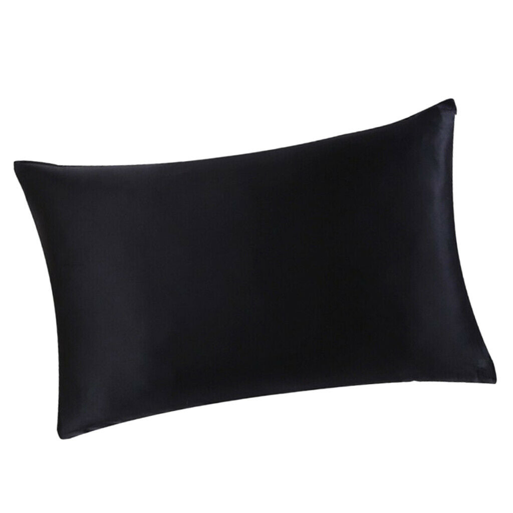 19 Momme Both Side Pure Silk Pillowcase for Hair Facial Beauty Black
