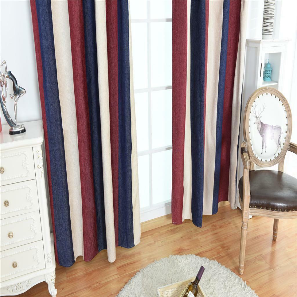 100x200cm Striped Eyelet Curtains Window Blackout Curtain Living Room Decor