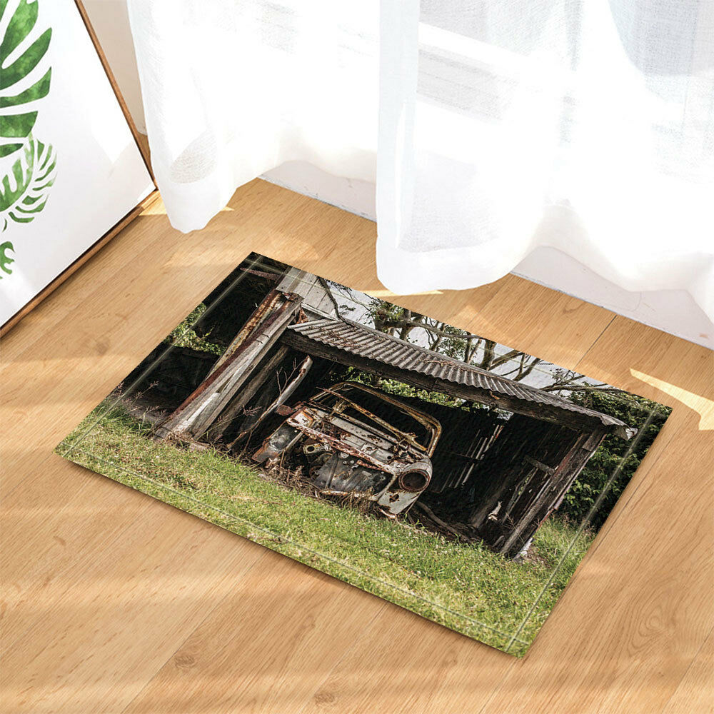 Old house and car Country view Non-slip Carpet Door Mat rug doormat Bathmat